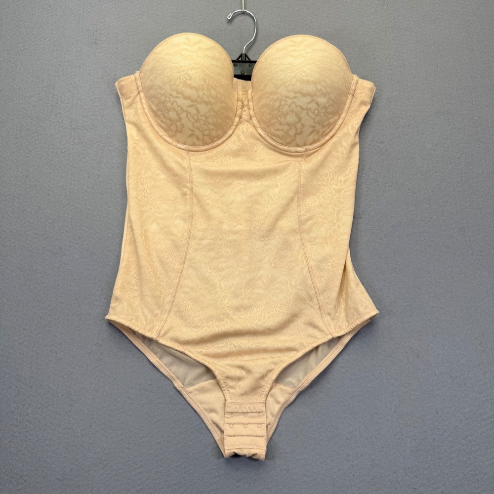 Maidenform DM2008 Strapless Lace Body Shaper Bodysuit Nude 38C Underwire Firm